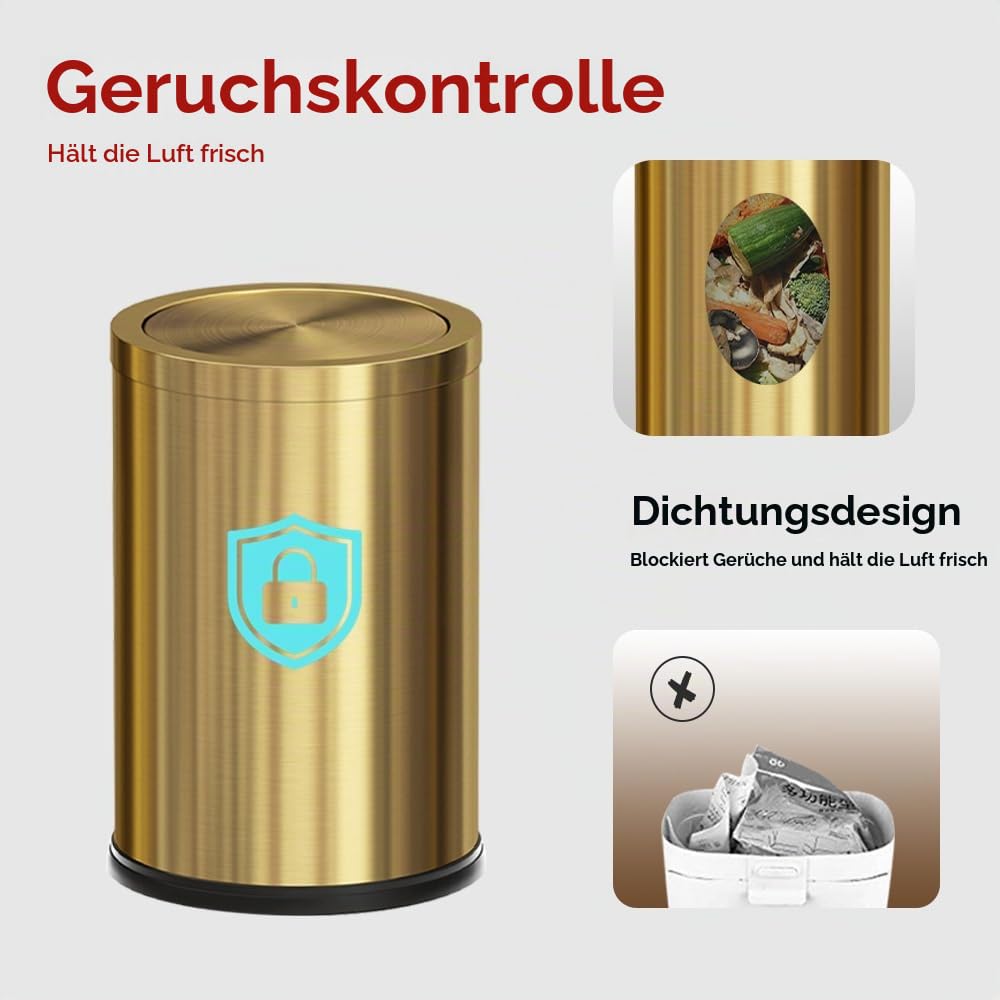 Der abfalleimer im goldenen bad,Die mülltonnen im doppelbad sind umgekippt，Die mülltonne der retro-badewanne Metallisches Gold (2golden)