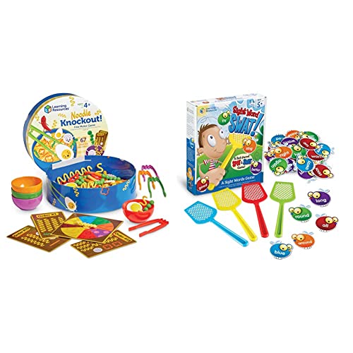 Learning Resources Noodle Knockout! Fine Motor Game & Sight Word Swat a Sight Word Game, Visual, Tactile and Auditory Learning, 114 Pieces, Ages 5+