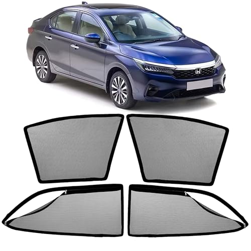 Image of AutoStory Magnetic Car Sunshade for New City 2020-2025 | Front Half Cut for Mirror Visibility + Rear Full Coverage with Zipper | Heavy Heat & UV Protection | Privacy Side Window Curtains Shades