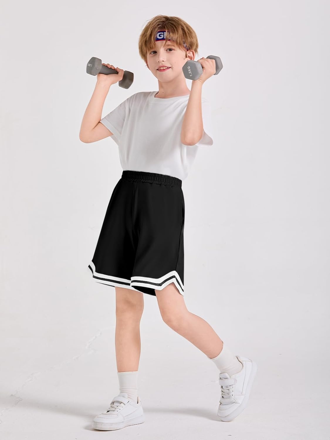 Haloumoning Boys Athletic Shorts Kids Youth Quick Dry Elastic Performance Basketball Shorts with Pockets 5-14 Years - Image 4