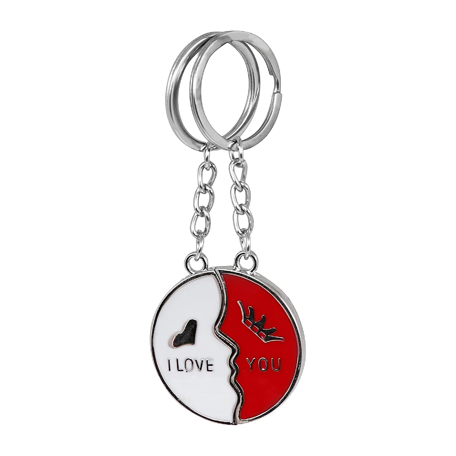 Lovers Couple Half Broken Keychain Set Magnetic Connect Keyring Pendant Decoration, Stainless Steel Anti-Rust Keyring-image-13