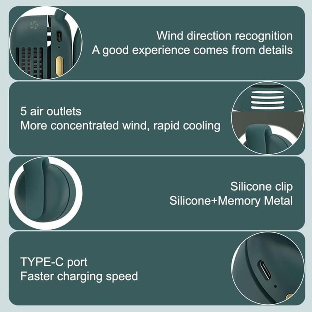 TFQXA1Z Portable Silent Clip On Bladeless Fan, Rechargeable Mini, Pink - Produktbild 6