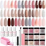 AZUREBEAUTY 31 Pcs Dip Powder Nail Kit 20 Colors Glitter Nude Brown Pink White Gray Dip Powder Liquid Set with Top/Base Coat Activator for French Nails Art Manicure DIY Salon Women Valentine's Gift