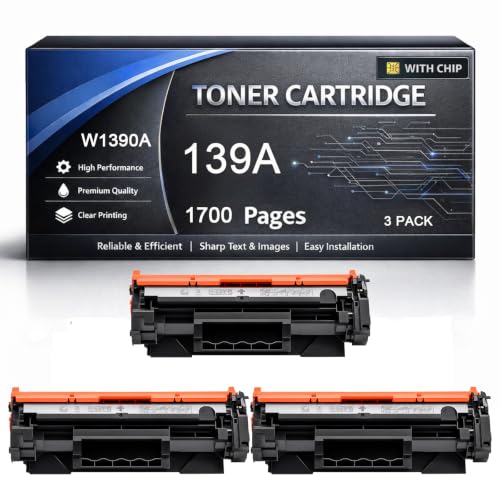 Toner 139A W1390A haute capacité 1700 pages pour HP LaserJet Pro MFP 3102fdw et 3002 - Pack de 3