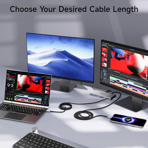 Image of USB C Data Cable 40Gbps, Short USB c to USB c Cable Braided,USB 4 Cable for Thunderbolt 4 [1FT /0.3M], 240W Fast Charging, USBC Monitor Cord 8K /4K Video Display