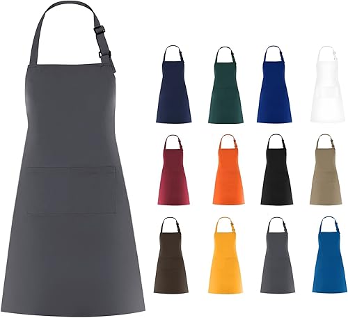 Delantal impermeable de mezcla de algodón con 2 bolsillos para mujeres y hombres, cocina, cocinero, arpón, barbacoa, pintura de trabajo, (1 unidad)