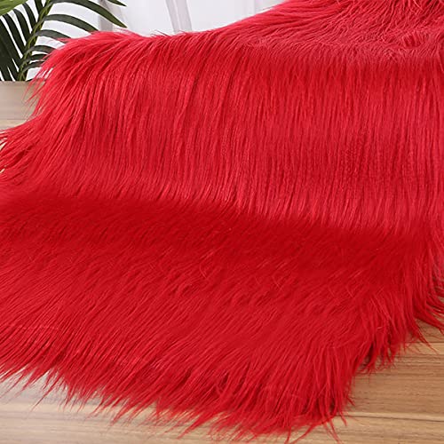 Fausse fourrure de luxe rouge à poils longs pour décoration de chaises