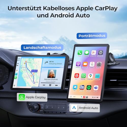Krunia 8'' Tragbares Carplay Display für Apple CarPlay & Android Auto, 1440x900 HD Display, Magnetische Halterung, OTA-Updates, Rückfahrkamera, Bluetooth, Sprachsteuerung, GPS-Navigation - Detailansicht 2 | Apple-CarPlay