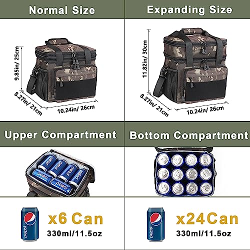 Holuxer Large Expandable Tactical Lunch Box For Men And Womens , Durable Insulated Leakproof Lunch Bag, Heavy Duty Cooler Bag For Work Outdoor Picnic Travel Office Adults, Black Camo, 15L'' #TOP1
