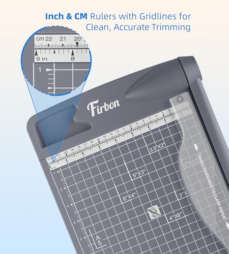 Firbon 12" Guillotine Paper Cutter, Heavy Duty 12-Sheet Capacity Trimmer for Cardstock, Photos, Scrapbooking, Office, Classroom, Studio (Gray) image 4