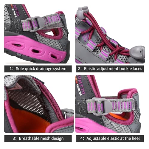 Image of HUMTTO Women's Amphibious Water Shoes - Closed Toe Hiking Sandals Summer Outdoor Water Sandal Non-Slip River Shoes Quick Drying Aqua Shoe