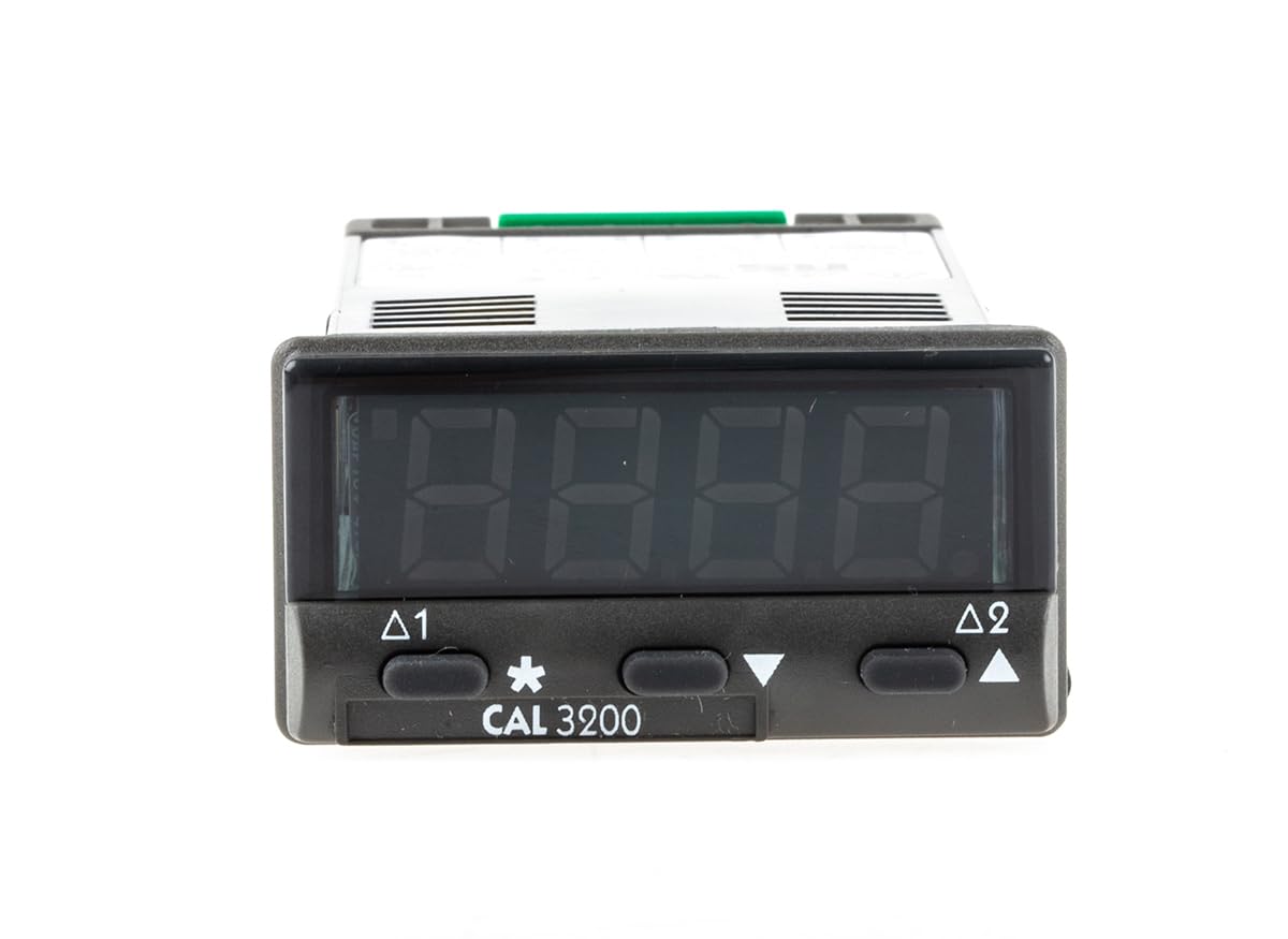 CAL Controls 320000 CAL 3200 Series 1/32 DIN Temperature Controller, 100 to 240 VAC, SSR Driver and Relay Outputs, Green LED