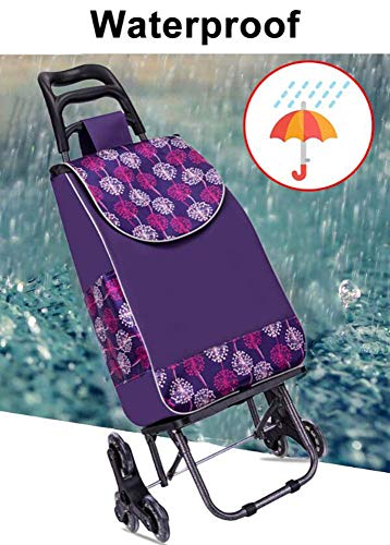 QHYTL Einkaufswagen, Einkaufstrolley, zusammenklappbar, Treppenklettern, Einkaufswagen mit 6 Rädern, wasserdichter… – Bild 5