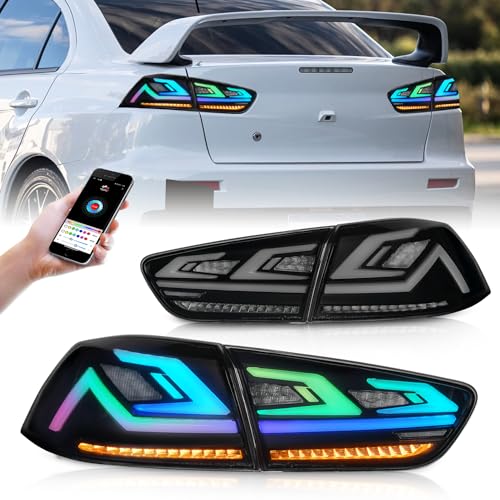 LONGDING LED Tail Lights Assembly Compatible with Mitsubishi Lancer & Evolution EVO X 2008-2020,Rear Lamp w/Start Up Animation