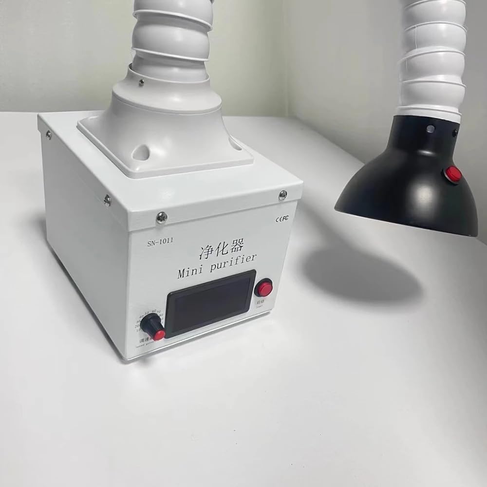 iDili Mini Desktop Smoke Absorber, Soldering Fume Extractor with LED Hood for Phone Repair & Electronics