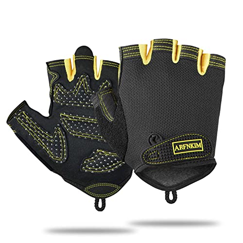 ARFNKIM Fitness Handschuhe, [2023 Verbesserte Anti Rutsch] Damen Herren Trainingshandschuhe für Bodybuilding, Fahrrad, Sport, Gym, Kraftsport, Krafttraining (Schwarz, L)