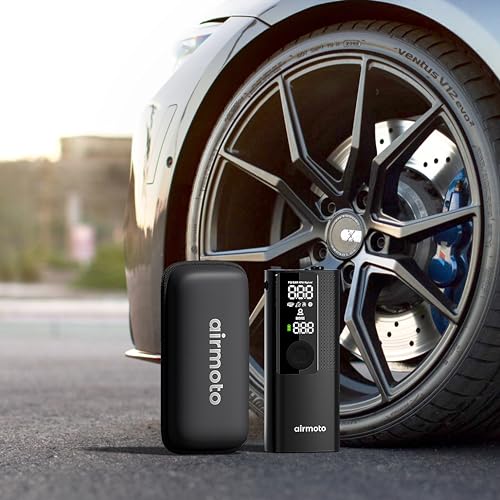 Foto de Airmoto Paquete de funda de transporte - Inflador de neumáticos compresor de aire portátil con estuche rígido - Bomba de aire para neumáticos de automóvil, motocicleta, bicicleta - Bomba de neumáticos (imagen 7)