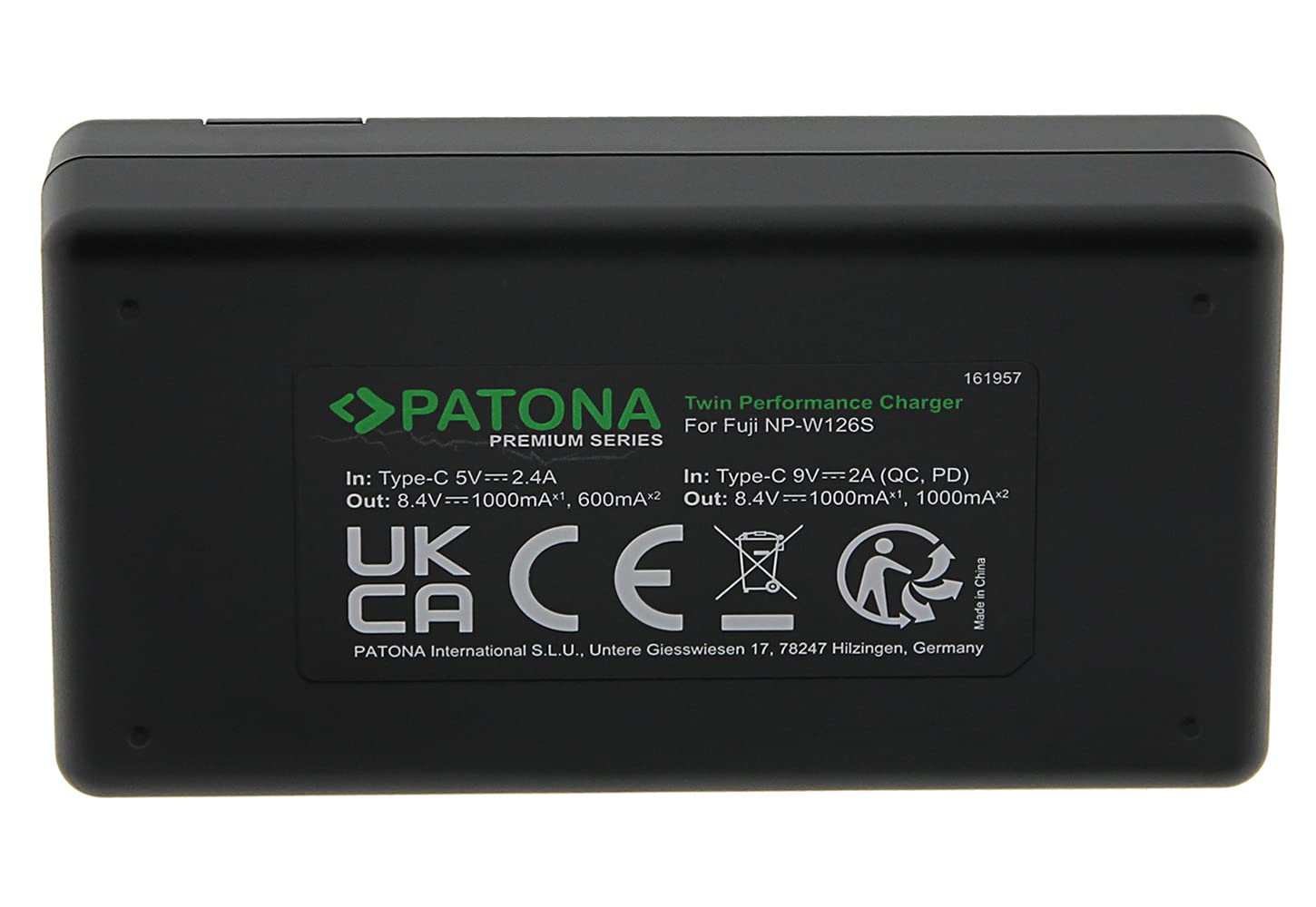 PATONA 2X Protect NP-W126s Akku (1210 mAh) + USB-C PD Dual-Ladegerät – für Fujifilm X-T5 X-T50 X-S10 X-M5 X100VI X100F X-T30 X-Pro3 – mit NTC-Sensor & V1-Gehäuse