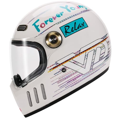 Casco De Moto Integrales Vintage con Visera Casco Integrales Motocicleta Modular para Mujeres Y Hombres Cascos Protector De Motocross Transpirable Y Cómoda DOTECE Homologado B,L=59~60CM