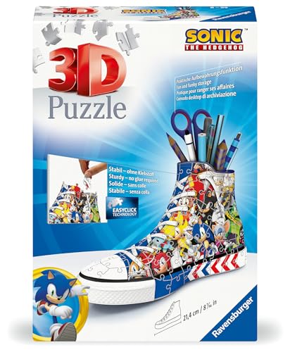 Ravensburger Sonic The Hedgehog Sneaker 3D Puzzle | Unique Collectible Puzzle with 108 Pieces | Fun for Sonic Fans | No Glue Needed