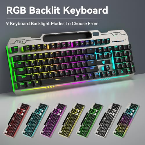 Qyszy88 Wireless Gaming Keyboard And Mouse Combo, Rgb Backlit Rechargeable 2000 Mah Battery thumb #2