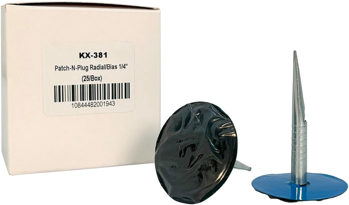 KEX KX-381 Patch-N-Plug Non-Reinforced Patches for 6mm Radial and Bias Tire Repair, 25 Units