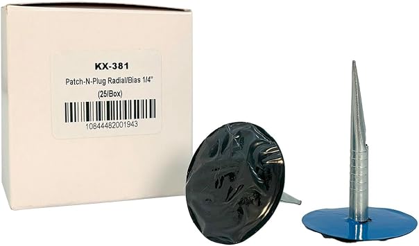 تصحيحات KEX KX-381 Patch-N-Plug غير المقواة لإصلاح الإطارات الشعاعية والتحيز 6 مم ، 25 وحدة