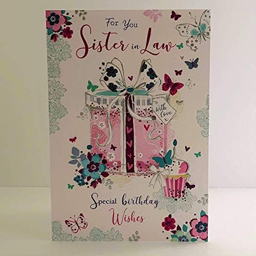 Jonny Javelin Sister in Law Special Birthday Wishes Card - Present Flowers Cake