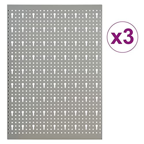 Tidyard Steel Peg Board Tool Organizer - 3 Panel Set, Gray, 47.2 x 22.8 x 0.4in, Workshop & Garage Use Model145349 - Image 4