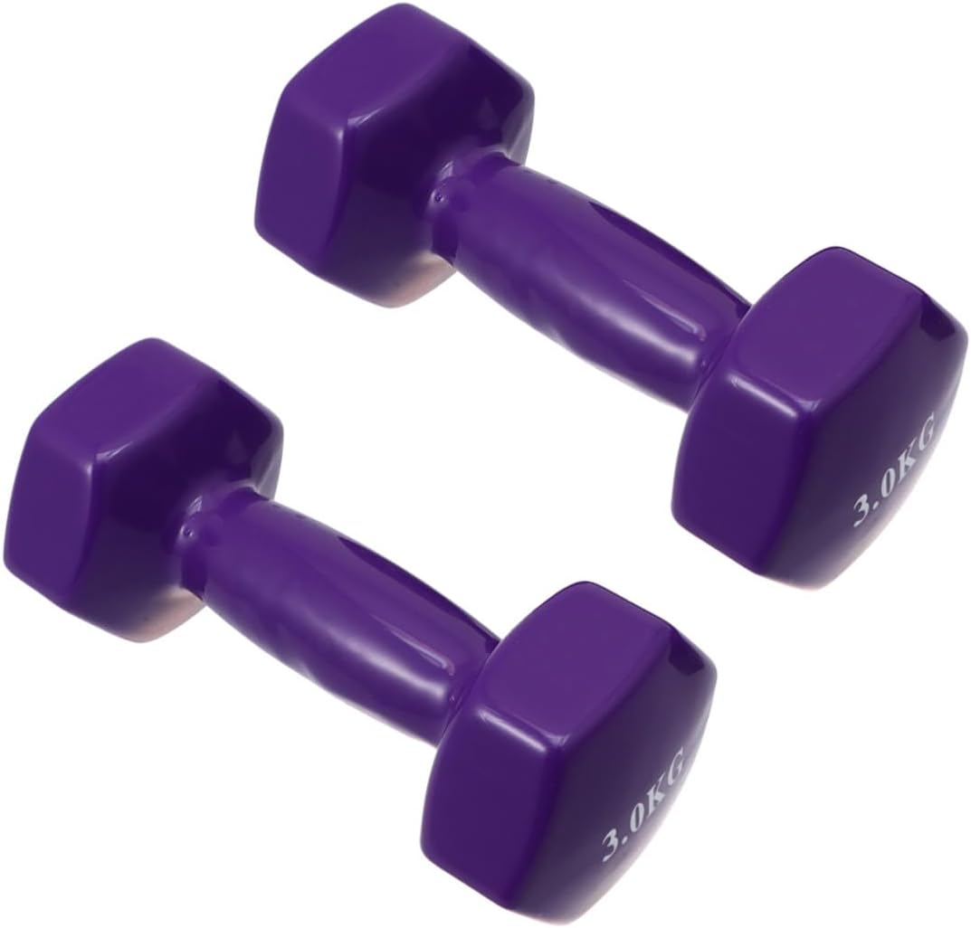 DOITOOL Cast Iron Dumbbells with Plastic Dipping Coating, Non-slip 3kg Hand Weights for Women and Men, Pair of Fitness Dumbbells for Home Gym Strength Training and Exercise