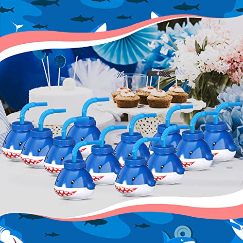 Zubebe Shark Party Decorations 10 Oz Shark Cups With Straws And Lids Kids Shark Birthday Supplies Plastic Cups Reusable Boys Girls Sippy Cups For Kids Ocean Pool Shark Party Favors (12) #TOP5