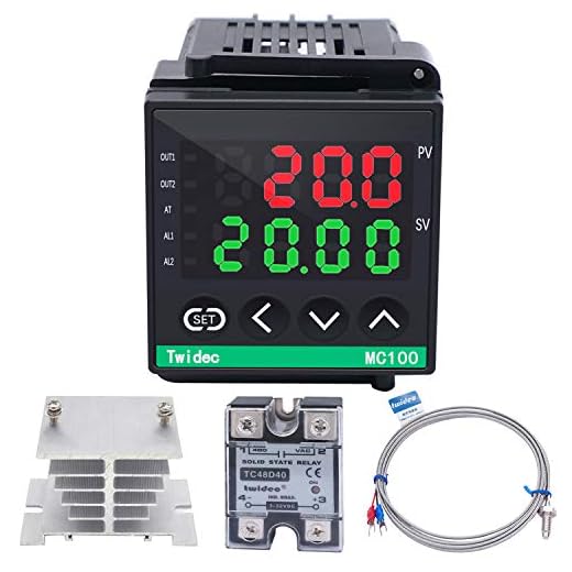 Twidec/Digital Display PID Temperature Controllers Thermostat ℉ ℃ Regulator AC 85V - 265V + 1/4" K Sensor Thermocouple + White Heat Sink and Solid State Relay SSR 40DA MC100-B11-SSR40