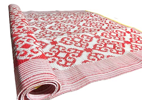 Image of Plastic Mats for Sleeping On Floor Sitting Reversible Chatai Square Shape Mats for Home Living Room, Bedroom Floor, 4X6 Feet, Assorted