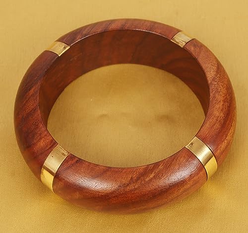 Image of Touchstone wood bracelets for women bangle wooden jewelry handmade artisan bangles natural handcrafted brown olive stylish chunky boho bohemian bracelet brass metal inlaid woods stackable