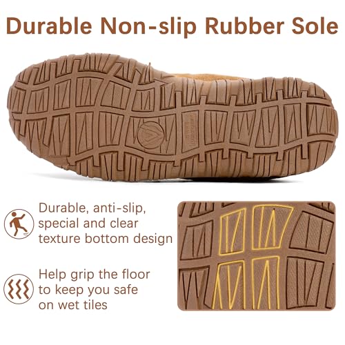 shoeslocker Men's Slippers Warm Soft Plush Memory Foam House Slippers for Men Comfortable Bedroom Moccasin Non-Slip Indoor Outdoor Beige 10 by shoeslocker - Used condition - Image 4
