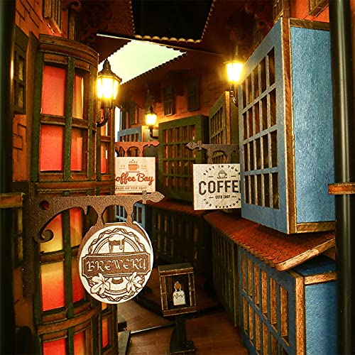 3D-Holzpuzzle, Puppenhaus-Holz-Buchstütze, Bücherregal, Einsatz, Miniatur-Buchstützen, Diorama-Set (SC05) – Bild 6