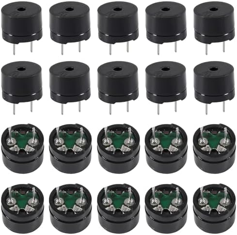 20Pcs 12085 Passive Buzzer 12MM*8.5MM 42R Resistance 3V 5V 9V 12V in Common Use Mini Piezo Buzzers Kit, Active Buzzer Electronic Alarm Magnetic Long Continuous Beep for Arduino