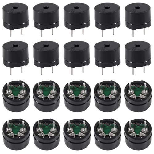 20Pcs 12085 Passive Buzzer 12MM*8.5MM 42R Resistance 3V 5V 9V 12V in Common Use Mini Piezo Buzzers Kit, Active Buzzer Electronic Alarm Magnetic Long Continuous Beep for Arduino