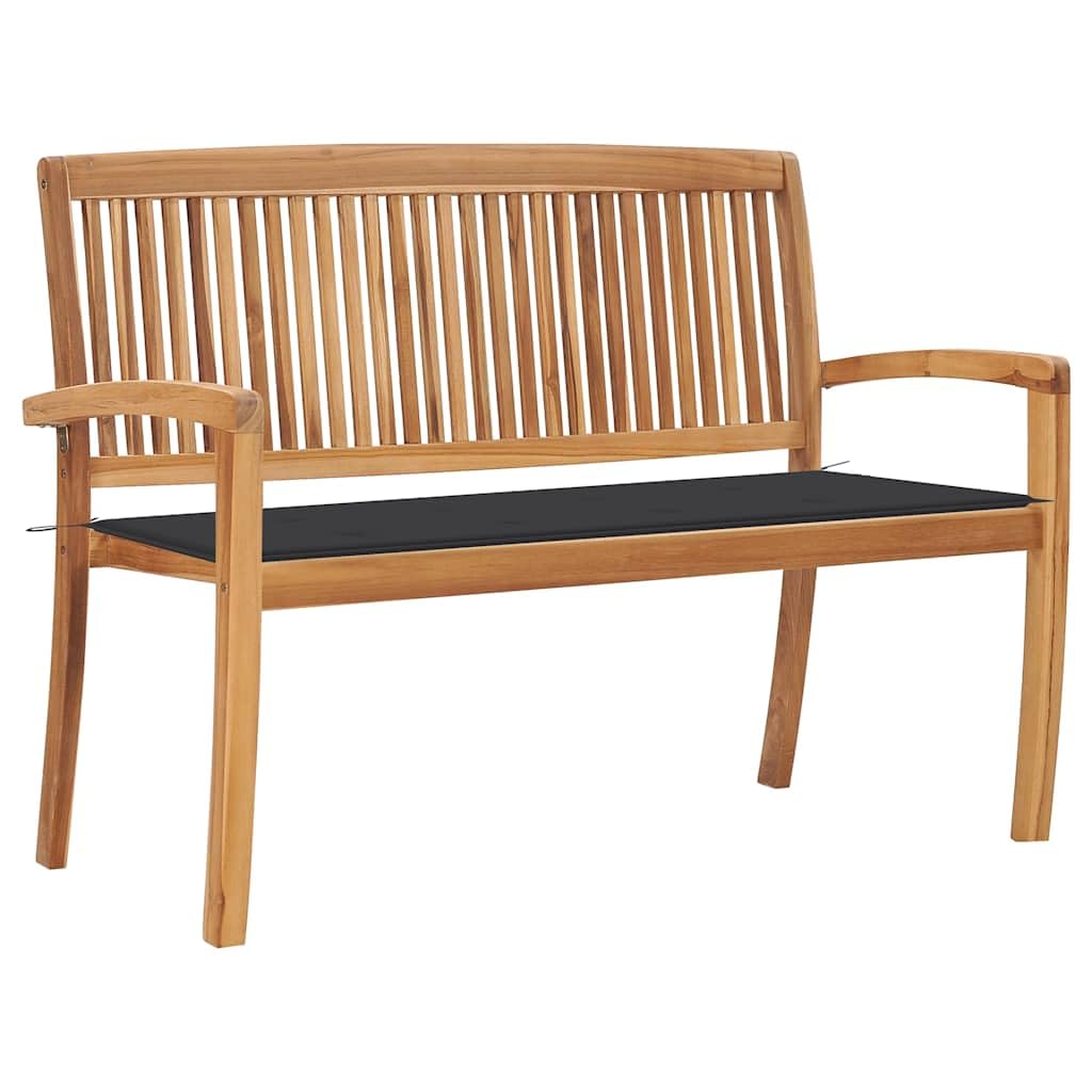 Banco de jardín apilable de 128,5 cm de madera maciza de teca, secado técnico y finamente pulido para una textura suave, ideal para jardín, patio o patio