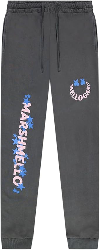 Marshmello - All Stars Puff Sweatpants - Heavy Cotton Sweatpants, 12 oz Unisex Joggers with Puff Print Design, Grey