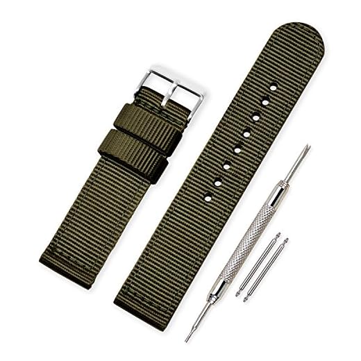 VINBAND Correa Reloj Calidad Alta Lienzo Correa Relojes Militar del ejército - 18mm, 20mm, 22mm, 24mm Correa Reloj con Hebilla de Acero Inoxidable (20mm, Army Green)