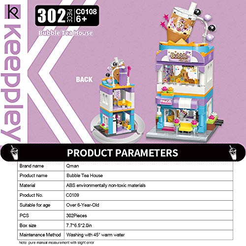 Qman Girls Building Blocks Toy Creative Bubble Tea House Building Kit Milk-Tea Shop Street-View Bricks Toy For Girls 6-12 And Up (302 Pieces) #TOP3