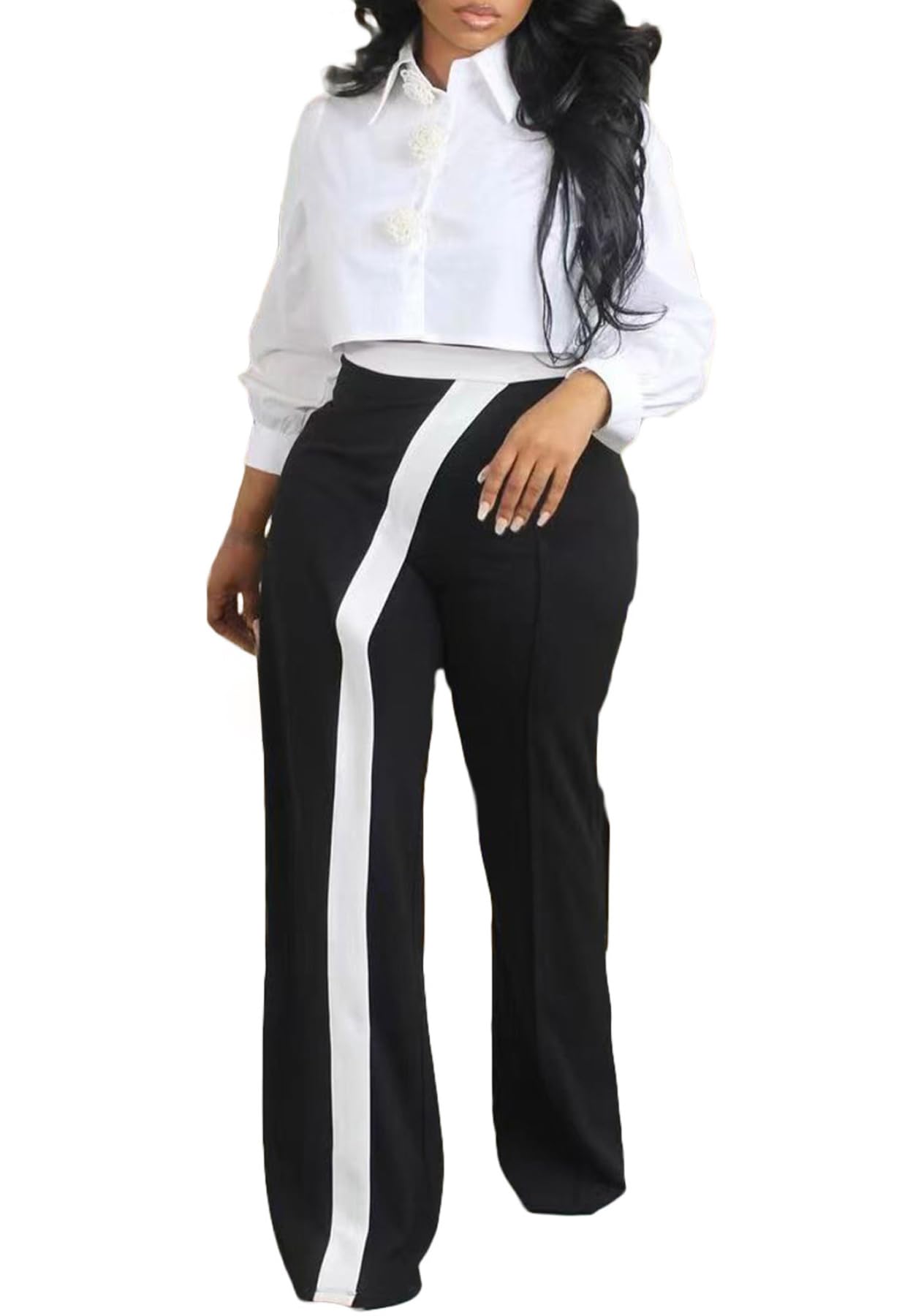 Womens Casual Summer Wide Leg Palazzo Pants High Waisted Flowy Loose Lounge Pants
