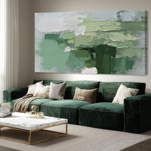 SHEYOYE Large Green and White Canvas Wall Art Paintings |