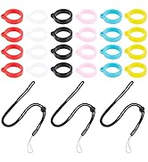 GORGECRAFT 24PCS 6 Colors Silicone Rubber Rings Band Holder with 6Pcs Lanyard String Loss-Proof P...
