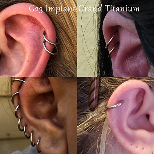 Vojo G23 Titanium Silver Hoop Earrings Small Huggie Earrings Hinged Lobe Cartilage 20G For Sensitive Ears (Silver,20G 8Mm) #TOP2