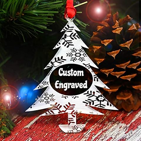 LHS - Christmas Ornaments Personalized 2024 Gift Box Incld, Crystal Clear Frosted White Acrylic Cute Custom Keepsake, Snowflake Made in USA Cover