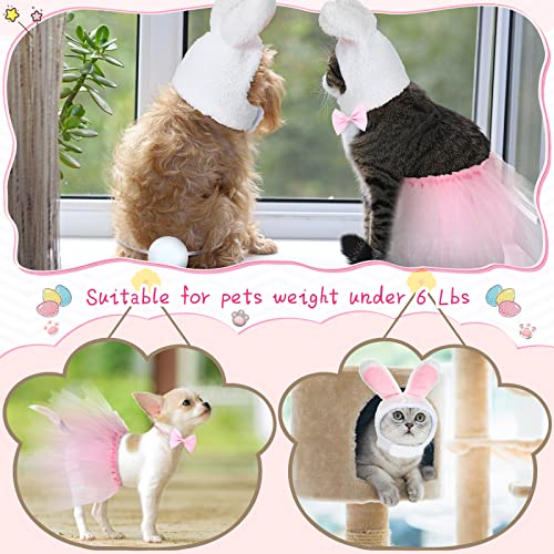 4 Pcs Bunny Costume Set Bunny Rabbit Hat With Ear Bunny Ears Pet Headband Lace Tutu Skirt With Bunny Ears Tail And Bow For Easter Cats Small Dogs Party Costume Accessory #TOP5