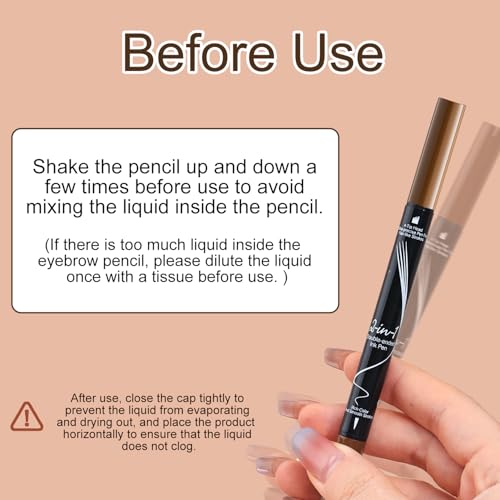 iwontalersy Wasserfester Augenbrauenstift mit Pinsel,Augenbrauenstift 2-in-1 Dual,Wischfest, einfaches Kreieren einer natürlichen Augenbrauenfarbe,Light Brown