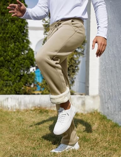 Flygo Men's Fleece Lined Sherpa Sweatpants Winter Warm Pants Jogger Lounge Athletic Pant with Pockets